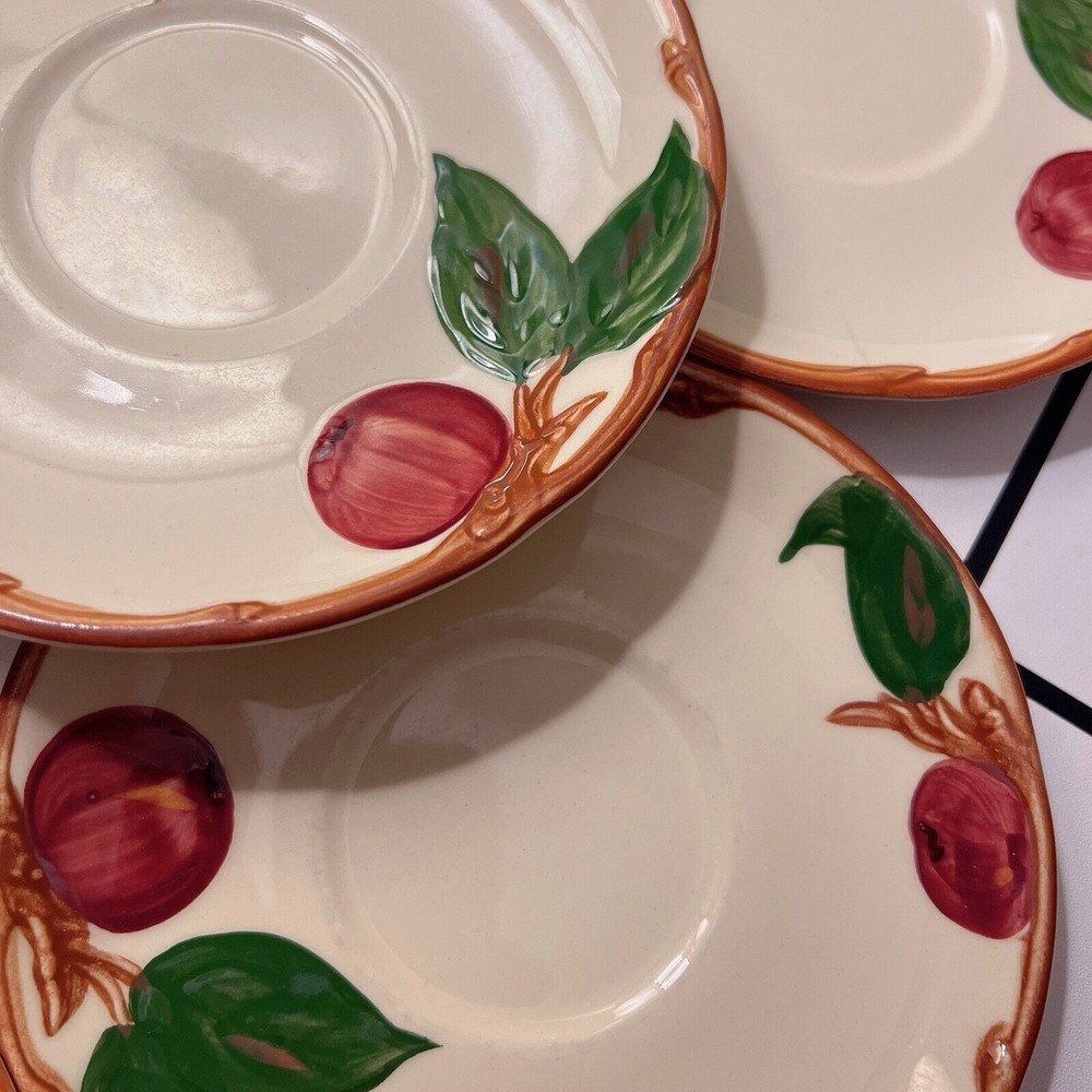 Lot of 6 Vintage Franciscan "Apple" Pattern Ceramic Saucers California USA - Picture 6 of 12